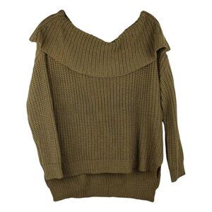 Sndys Chunky Oversized Cowl Neck Lounge Boho Olive Green Sweater L